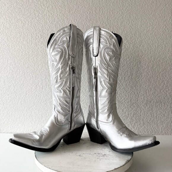 Lane SMOKESHOW Womens Cowboy Boots 7 Silver Trail Western Cowgirl Mid Calf Tall - Picture 11 of 16